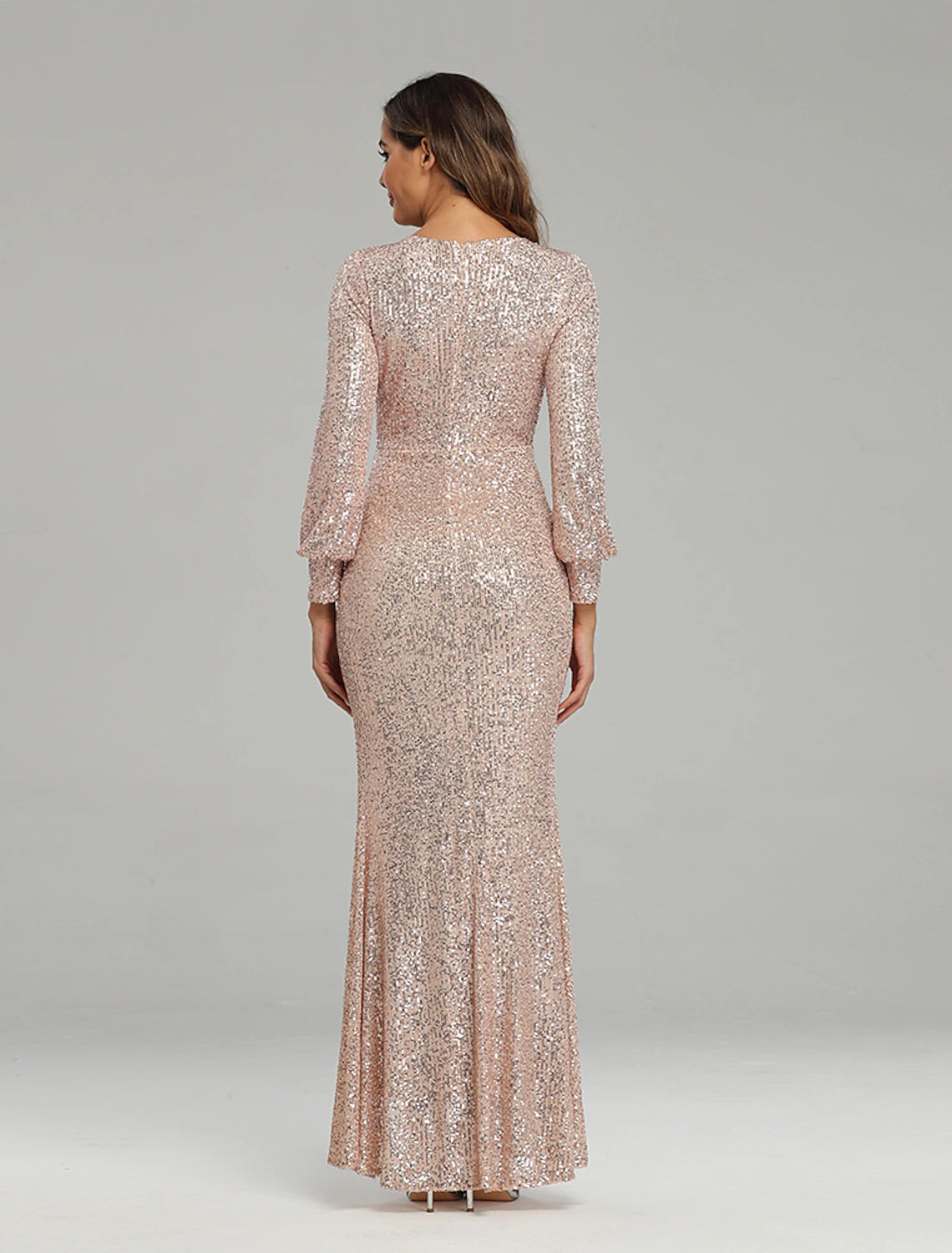 Wholesale  Mermaid / Trumpet Evening Gown Sparkle Dress Party Wear Wedding Guest Floor Length Long Sleeve V Neck Sequined with Sequin